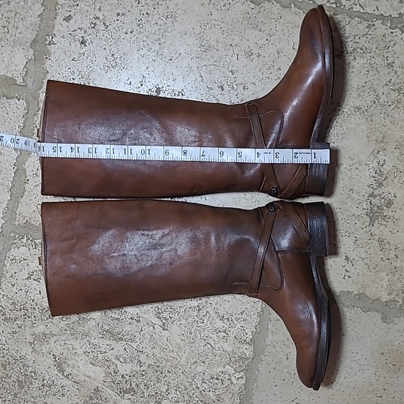 Frye Lindsay Plate Cognac Brown Tall Riding Boots Size 7 B - Picture 6 of 10